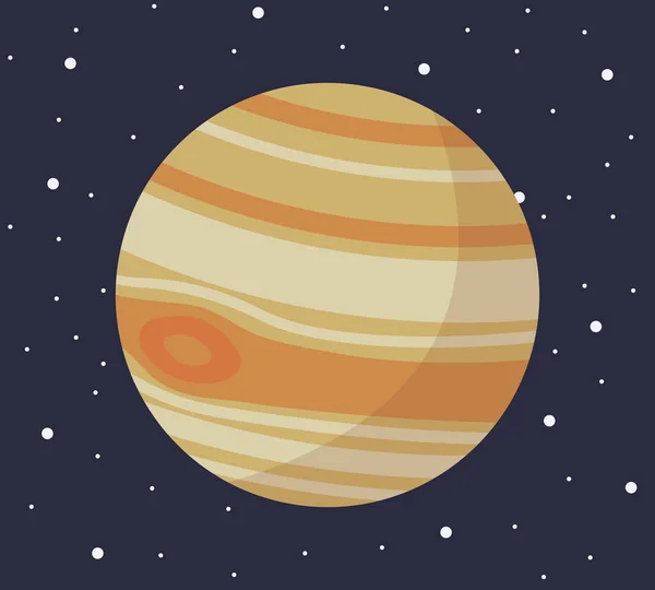 Cartoon Zonnestelsel Planeet Platte Stijl Jupiter Planeet Donkere Ruimte Met — Stockvector