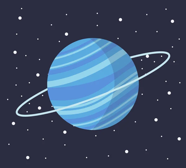Cartoon Zonnestelsel Planeet Platte Stijl Uranus Planeet Donkere Ruimte Met — Stockvector