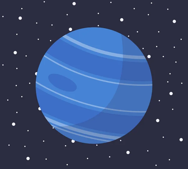 Cartoon Sonnensystem Planet Flachem Stil Planet Neptun Dunklen Raum Mit — Stockvektor