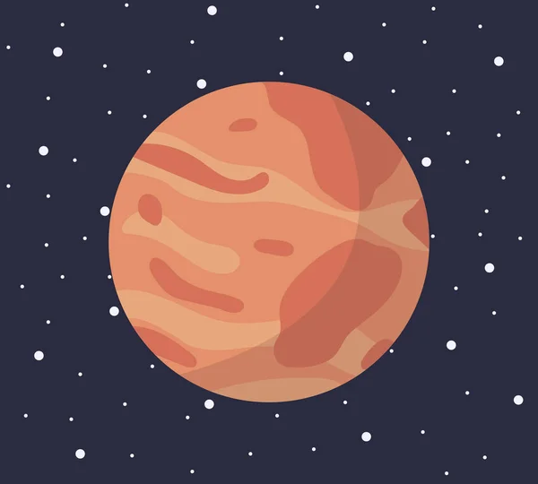 Мультяшна Планета Сонячної Системи Плоскому Стилі Планета Марс Темному Просторі — стоковий вектор