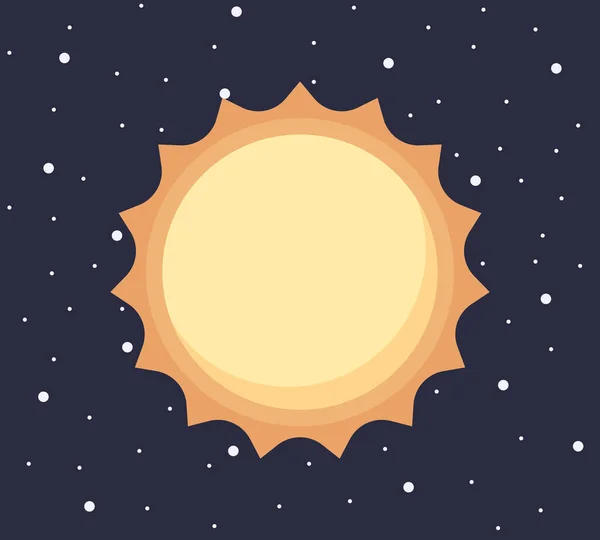 Cartoon Sonnensystem Planet Flachem Stil Bunte Sonne Auf Dunklem Raum — Stockvektor