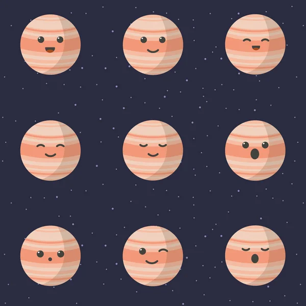 Netter Planet Venus Cartoon Figur Set Von Niedlichen Cartoon Planeten — Stockvektor