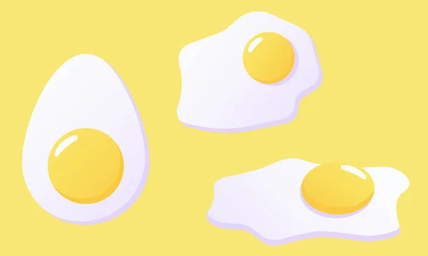 Gebratenes Und Gekochtes Vektor Illustration Cartoon Chiken Gekochte Eier Mit — Stockvektor