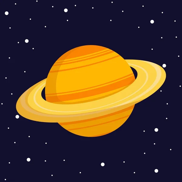 Планета Сатурн Темному Космосі Vector Cartoon Illustration Planet Saturn — стоковий вектор
