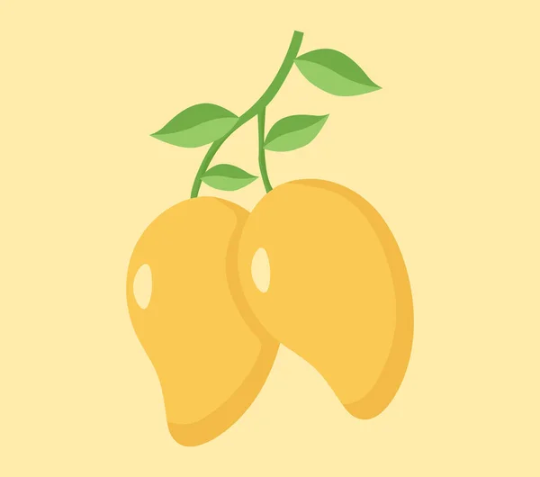 Ilustración Vectorial Mango Dibujado Mano Aislado Sobre Fondo Amarillo — Vector de stock