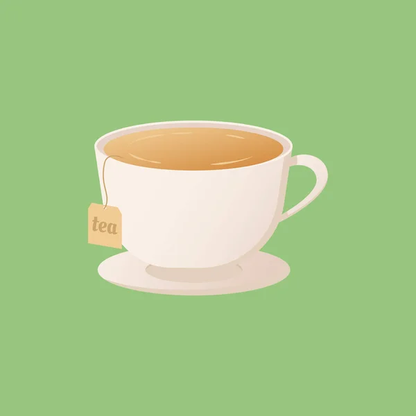 Eine Weiße Tasse Tee Vektor Illustration — Stockvektor