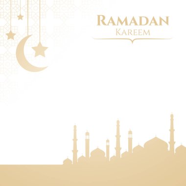 Ramadan kareem design. Ramadan vector illustration with mosque and lantern. Islamic background for holy month ramadan celebration