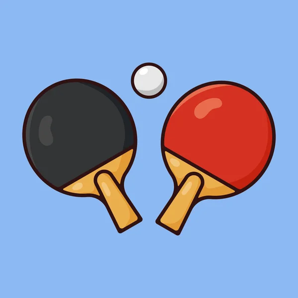 Raquetas Ping Pong Colección Bolas Icono Vectores Dibujos Animados Tenis — Vector de stock