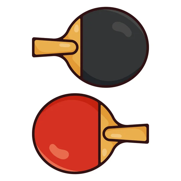 Conjunto Raquete Ping Pong Vermelho Preto Ícone Vetor Desenhos Animados —  Vetores de Stock