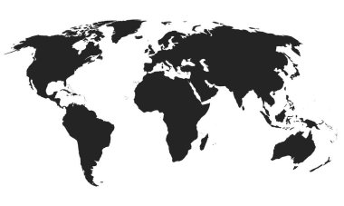 Saydam dokusu ve gölgesi olan gerçekçi dünya haritası. Vektör illüstrasyonu beyaz arkaplanda izole edildi