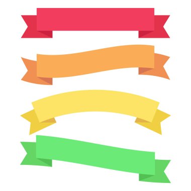 Renkli Vektör Kurdele Sancakları koleksiyonu. Renkli kurdeleler serisi. Sancak kurdele vektörü ayarlandı