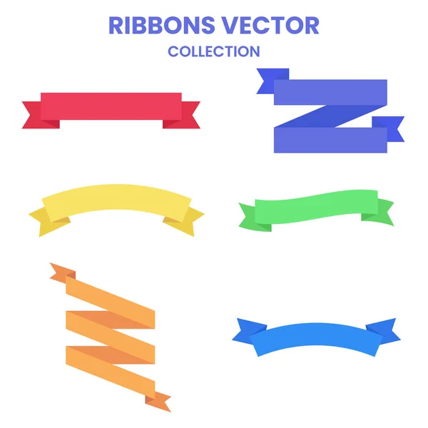 Set Von Bunten Bändern Illustrationen Bunte Vector Ribbon Banner Kollektion — Stockvektor