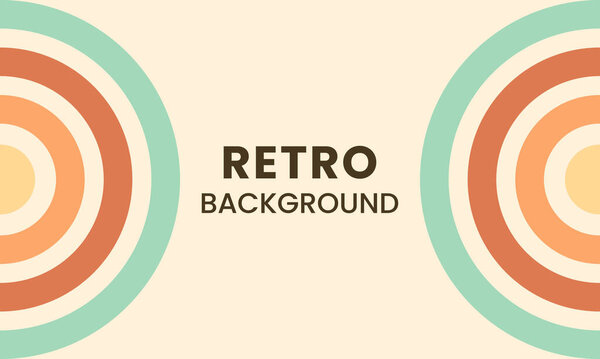 Colorful 70s circular stripes style vector illustration design. Abstract minimalist retro background with rounded stripe elements