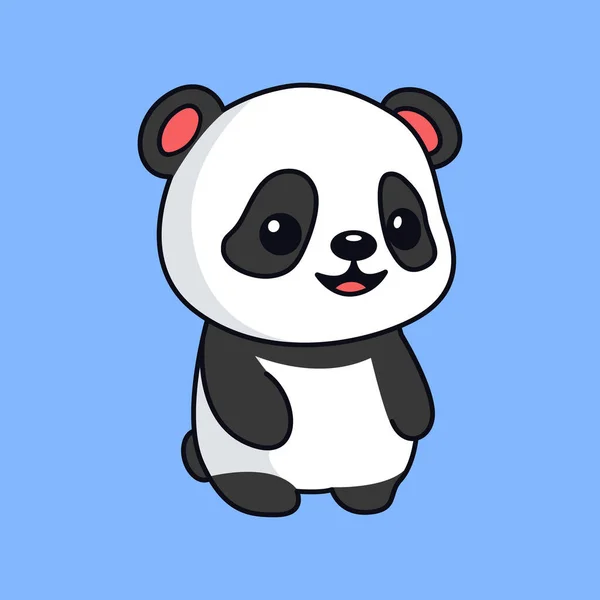 可爱的熊猫宝宝卡通人物图标插图 孩子们说明动物的自然概念 平面卡通风格 — 图库矢量图片