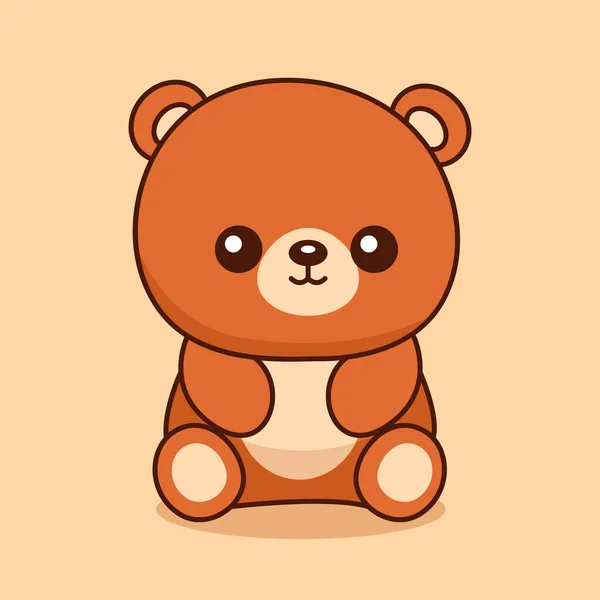 Urso Pelúcia Bonito Sentado Desenho Animado Ícone Vetor Ilustração Crianças — Vetor de Stock