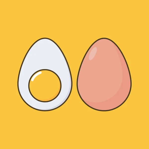 Niedliche Gekochte Eier Karikatur Flache Illustration Von Gekochten Eiern Auf — Stockvektor