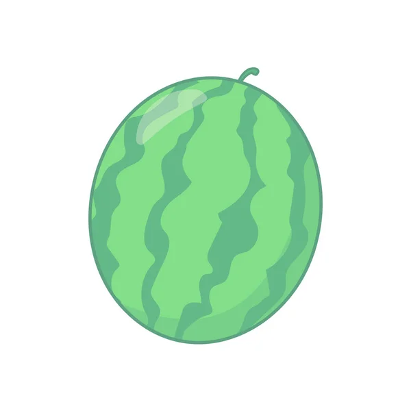 Leuke Watermeloen Tekenfilm Platte Illustratie Van Watermeloen Icoon Gele Achtergrond — Stockvector
