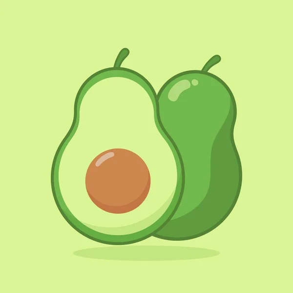 Leuke Avocado Cartoon Platte Illustratie Van Verse Avocado Fruit Pictogram — Stockvector