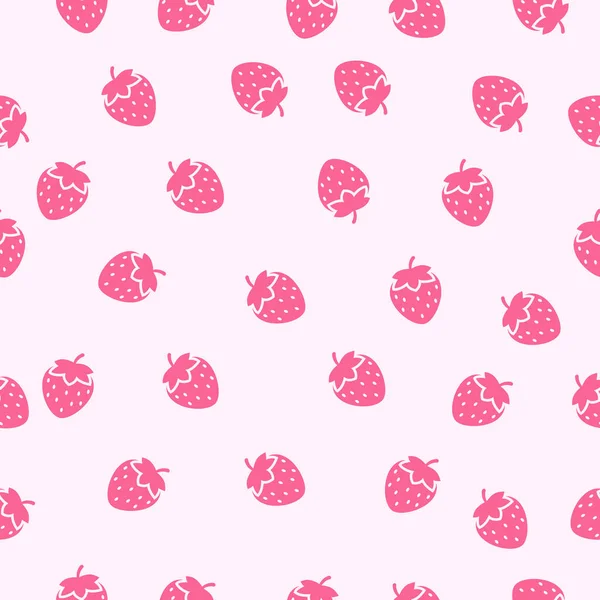 Vlakke Aardbeien Fruit Naadloos Patroon Tropisch Fruit Naadloos Patroon Kleurrijke — Stockvector