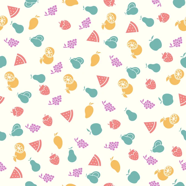 Cute Tropical Fruits Seamless Pattern Colorful Vector Summer Seamless Pattern — Stock Vector