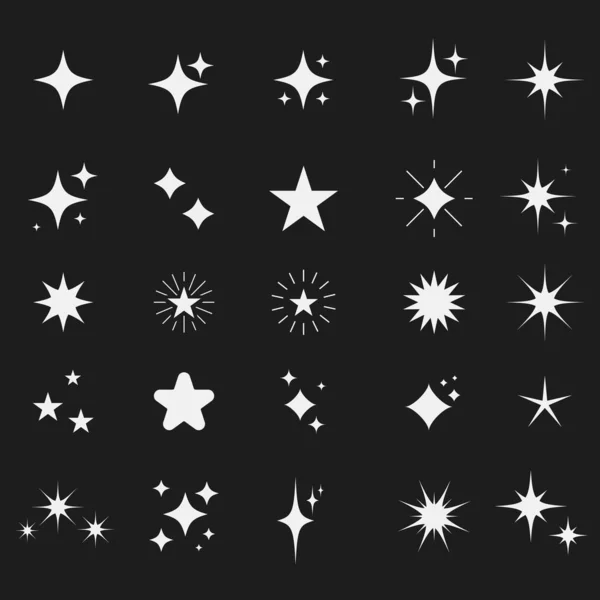 Retro Futuristic Sparkle Icons Collection Set Star Shapes Abstract Cool — Stock Vector