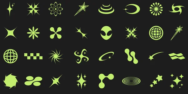 Rétro Futuriste Y2K Formes Des Éléments Pour Design Symboles Géométriques — Image vectorielle