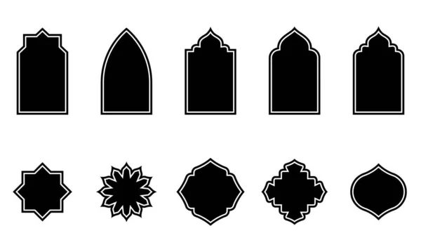 Set Islamic Shape Illustration Flat Islamic Door Arabic Window Shape — Stock Vector