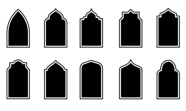 stock vector Set of Islamic Shape Illustration. flat Islamic door and arabic window Shape Illustration. Muslim oriental shapes design for Ramadan. Good for Islamic Design, Label, Sign, Sticker