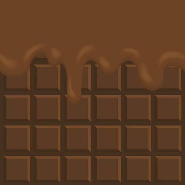 Cioccolato Fuso Gocciolamento Sfondo Fluente Cioccolato Fuso Fumetto Vettoriale Illustrazione — Vettoriale Stock