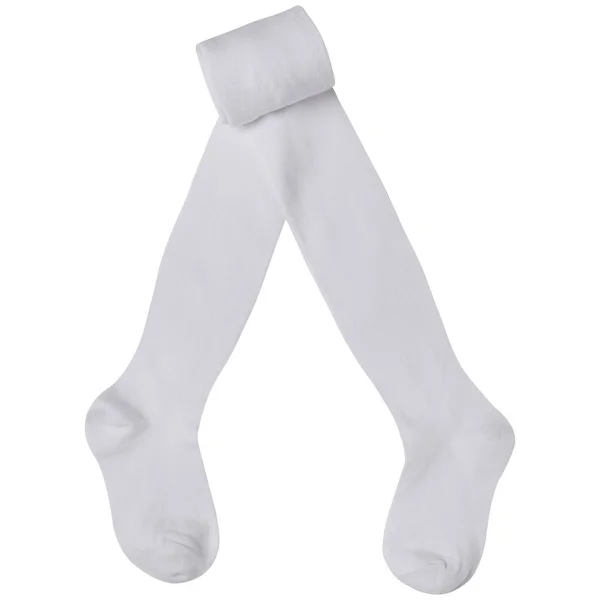 Collants Unis Blancs Pour Enfants Partir Tricots Fins Partiellement Pliés — Photo