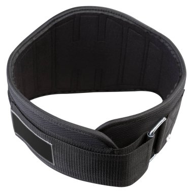 Vücut geliştirme için siyah geniş kemer, arka taraf, kemer takılı, izole