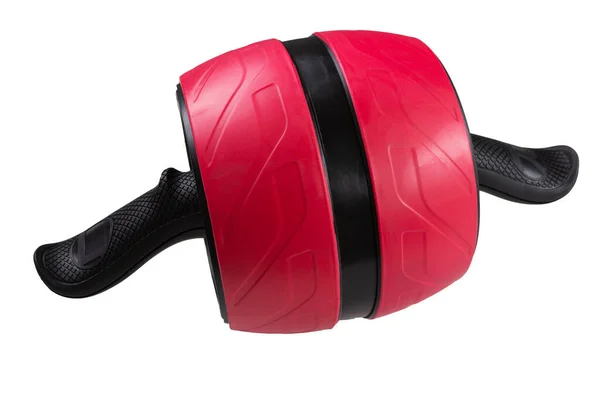 stock image red big fitness roller for training the muscles of the press and back, on a white background, isolate