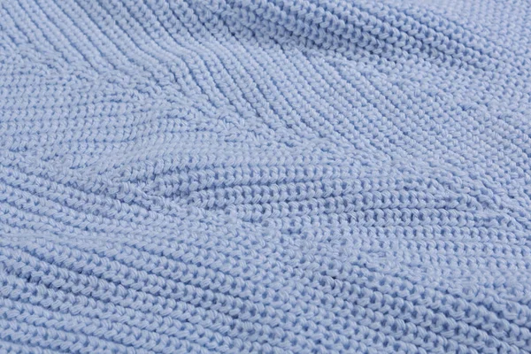 Textura Tejido Lana Punto Azul Claro Primer Plano Tela Con — Foto de Stock