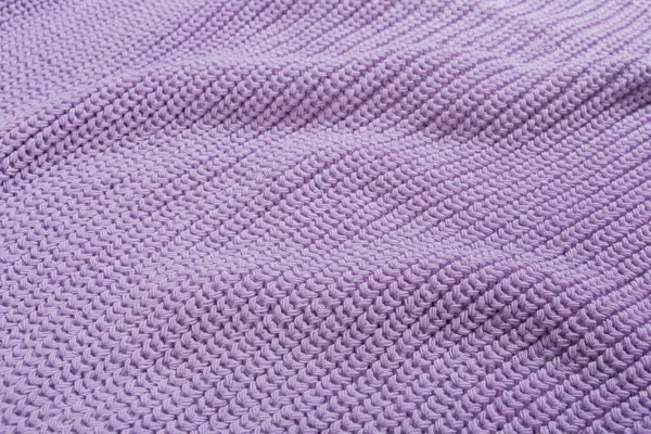 Texture Lilac Knitted Fabric Close Fabric Folds Side View — Stock Photo, Image
