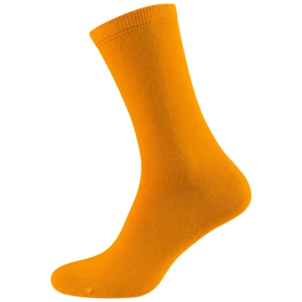 Жовтий Довгий Ємний Бавовняний Шкарпетка Білому Тлі Ізольований — стокове фото
