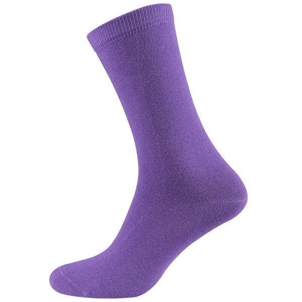 Lilac Dlouhé Objemné Bavlněné Ponožky Bílém Pozadí Izolovat — Stock fotografie