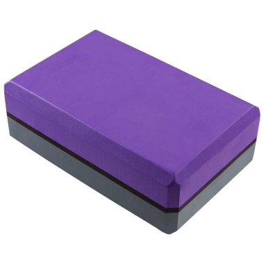 Beyaz arka planda, leylak rengi, yoga tuğlası, iki tonlu gri, izole edilmiş.