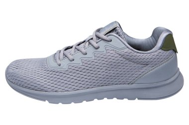 One gray summer sneakers made of mesh fabric, on a white background, isolate