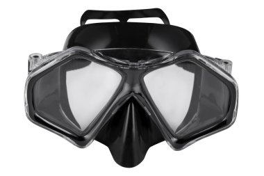 black mask for diving or spear fishing, on a white background, isolate