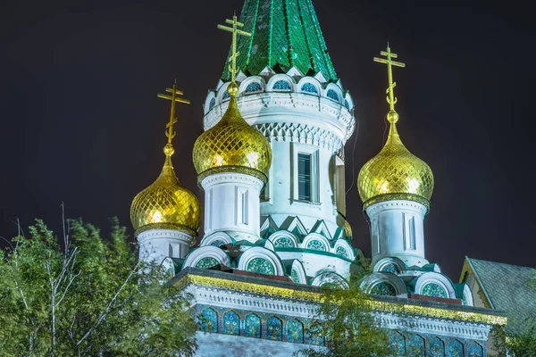 Iglesia Rusa Sofía Iluminada Por Noche Bulgaria Europa Del Este — Foto de Stock