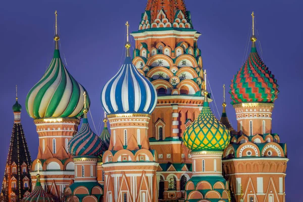 Moskova Basils Katedrali Ile Kırmızı Meydanda Dramatik Şafakta Rusya — Stok fotoğraf