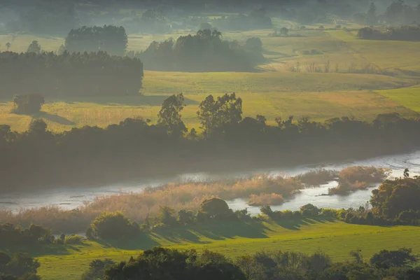 stock image Southern Brazil countryside and meadows landscape at peaceful golden sunrise