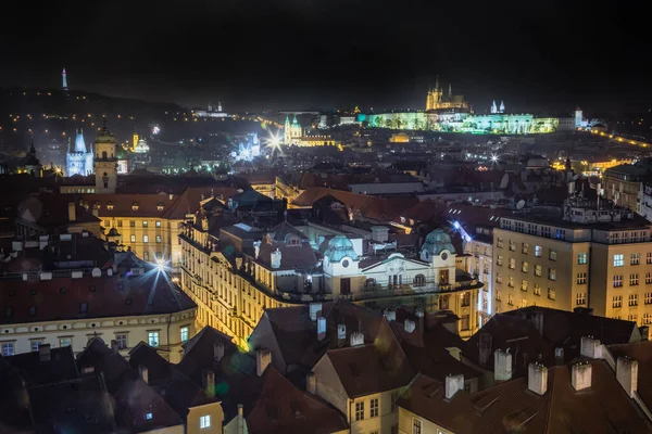 Hradschin Viertel Und Veitsdom Bei Nacht Prag Tschechien — Stockfoto