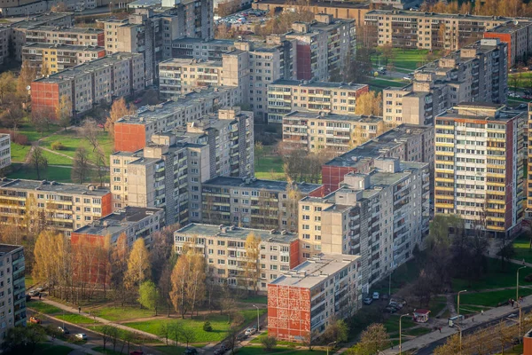 Dzielnica Mieszkaniowa Lazdynai Wilnie Nad Wieżą Telewizyjną Zachodzie Słońca Litwa — Zdjęcie stockowe