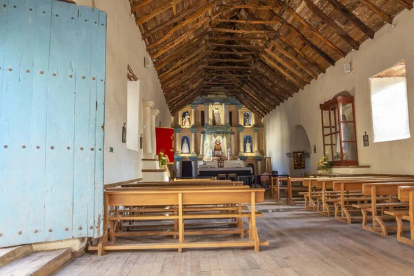 Dentro Igreja San Pedro Atacama Segunda Igreja Mais Antiga Chile — Fotografia de Stock