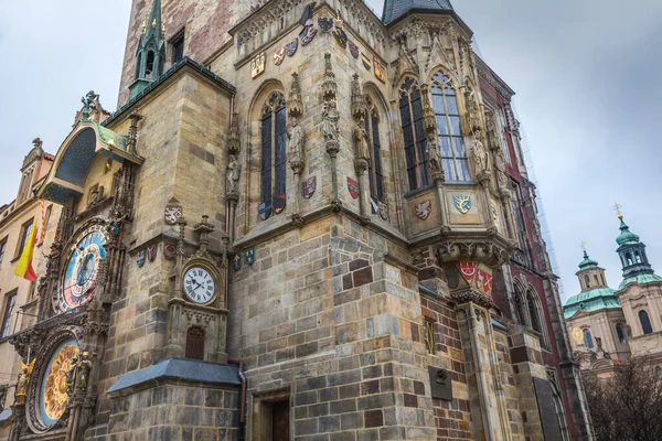 Zegar Astronomiczny Wieża Praskim Rynku Starego Miasta Nocy Czechy — Zdjęcie stockowe