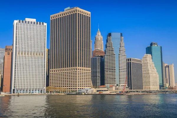 Manhattan Skyline Hudson River Nueva York Paisaje Urbano Día Soleado —  Fotos de Stock