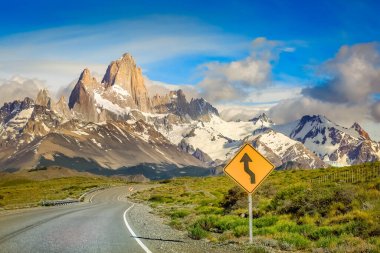 El Chalten Otoyolu, Fitz Roy, Patagonya Arjantin, Los Glaciares, Güney Amerika