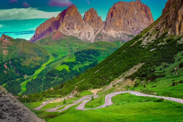 Langkofel Langkofelzinnen Südtirol Dolomiten Pordoipass Bei Cortina Ampezzo Italien — Stockfoto