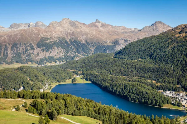 Zeilen Moritz Meer Uitzicht Boven Engadine Alps Graubunden Zwitserland — Stockfoto